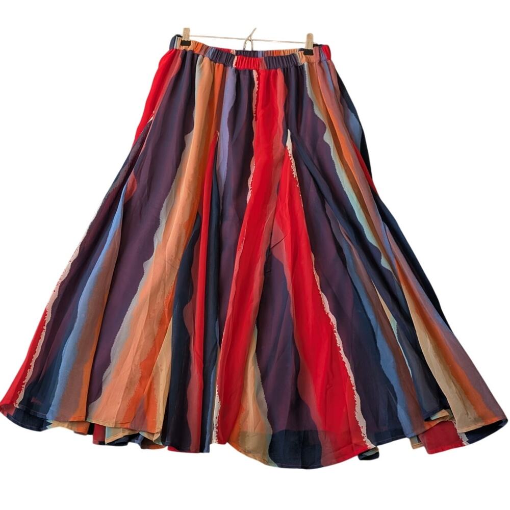 Phool Multi-Color Boho Maxi Elastic Waist Skirt Size 1X